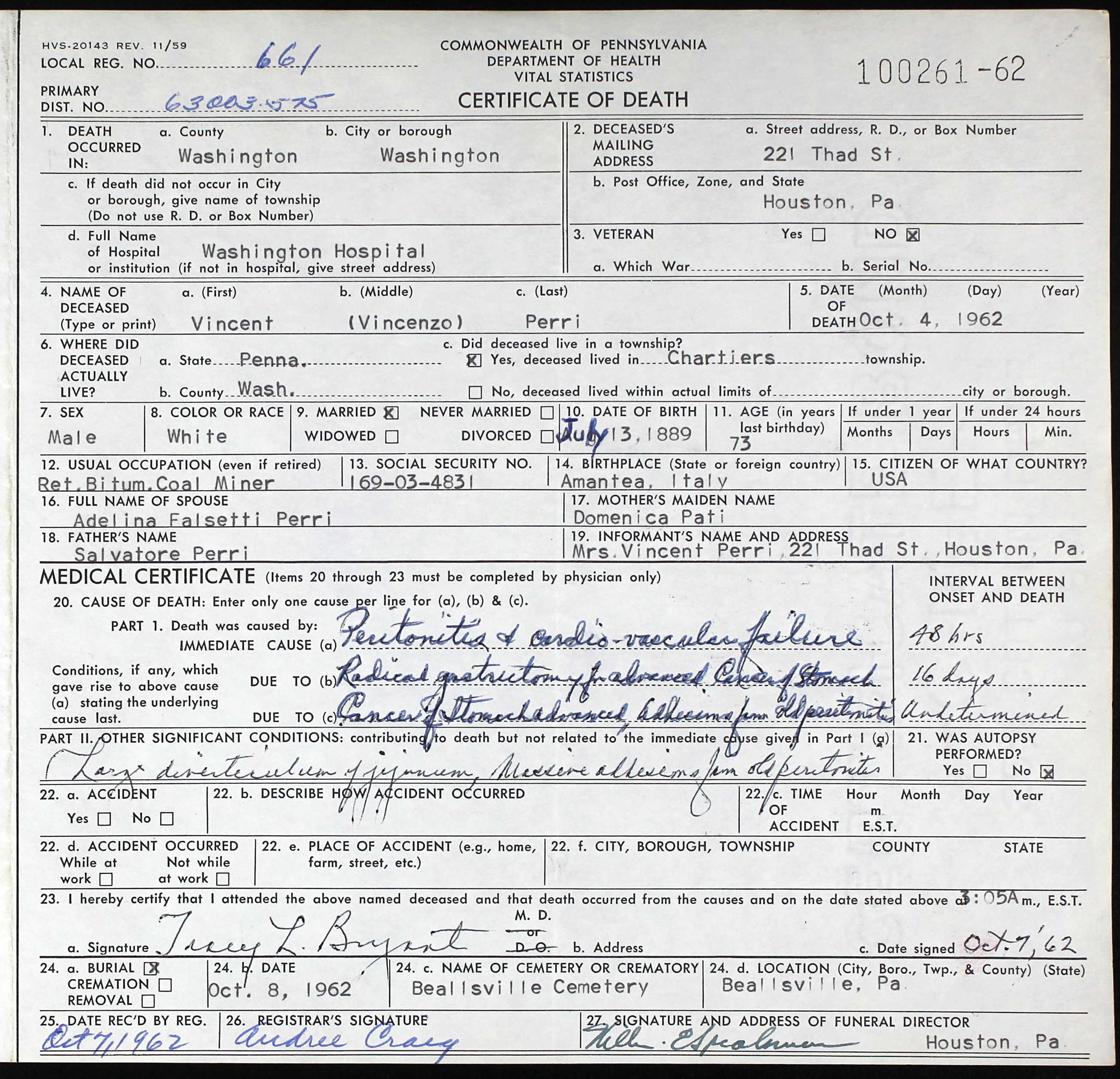 death certificate